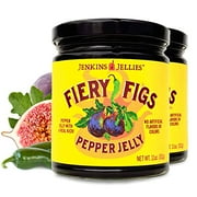 Jenkins Jellies Fiery Figs Hot Pepper Jelly - Sweet & Spicy Jalapeño Jelly - Gluten Free, Vegan Pepper Jam - Use as a Glaze, Dipping Sauce, or Dessert Topping - All Natural & USA Made - 2 x 11 Ounces