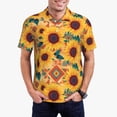 thumbnail image 5 of Yiaed Bohemian SunflowerPrint Men's Short Sleeve Polo Shirt,Golf Polo for Men Three-Button Golf Shirt Athletic Casual Collared T-Shirt- Small, 5 of 7