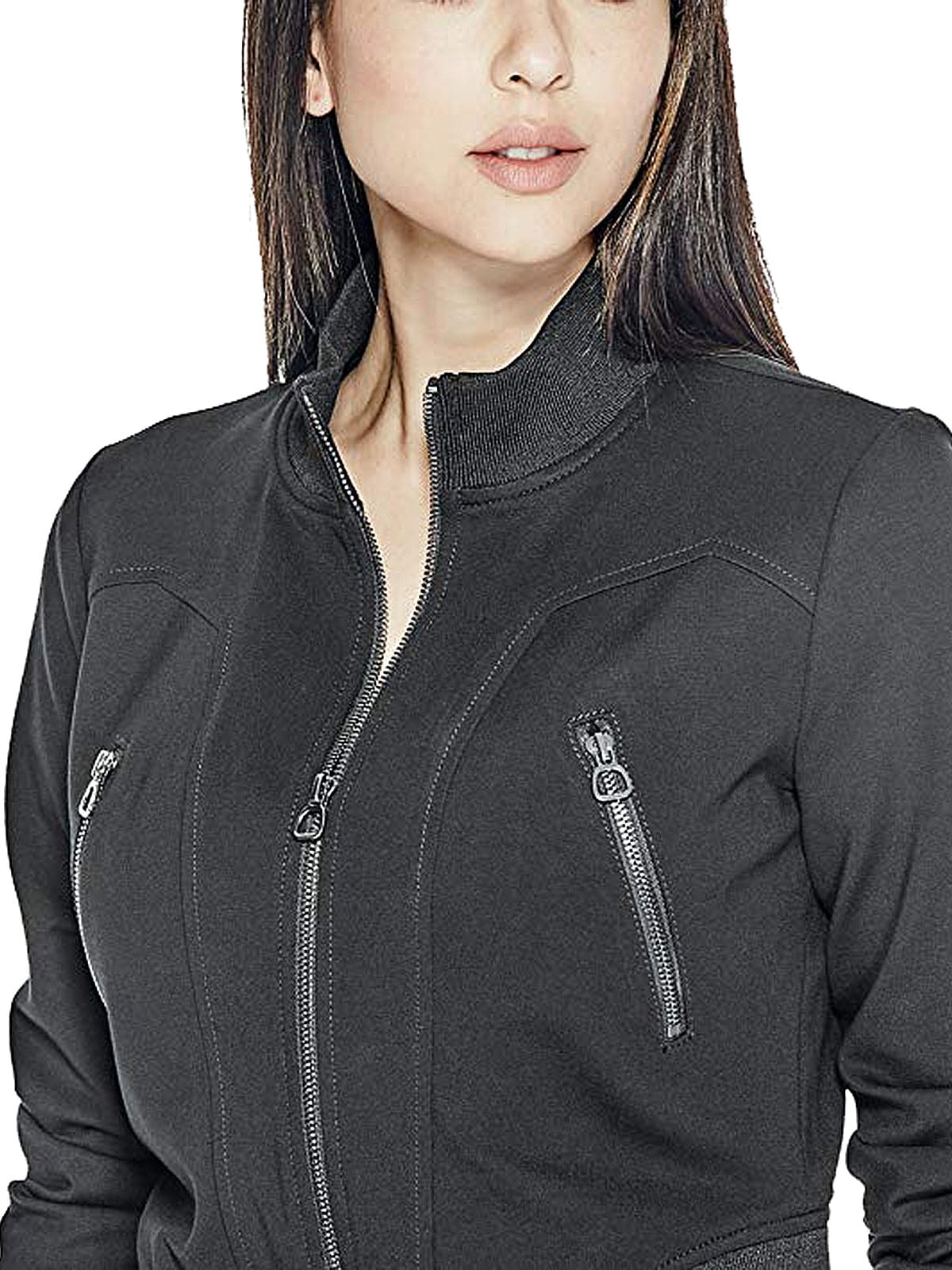 Guess Women's Long Sleeve Zipper Detail Avalene Jacket Small Black