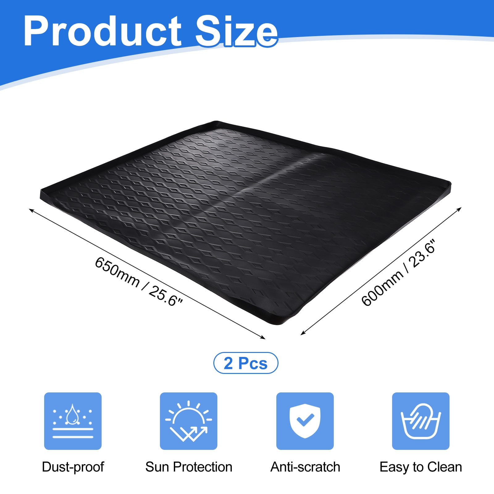 Uxcell 2Pcs Washer and Dryer Top Protector Mat (25.6" x 23.6") - Non-Slip Heat-Resistant Leak-Proof Washable, Silicone Washing Machine Top Cover Pad for Home/Kitchen/Laundry Room, Black