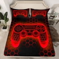thumbnail image 2 of Homewish Cartoon Game Console Bed Sheets for Teens, Neon Gamepad King Sheets, Red Futuristic Honeycomb Sheet Set, Ultra Soft Bedroom Decor, 4-Piece, 2 of 7