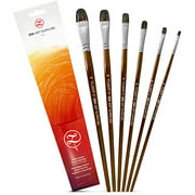 ZenART Oil & Acrylic Paint Filbert-Brushes – 6pc Professional Brush Set 2, 4, 6, 8, 10, & 12 with Durable Badger/Synthetic Bristles – PVC Travel Pouch, Long Lacquered Birchwood Han