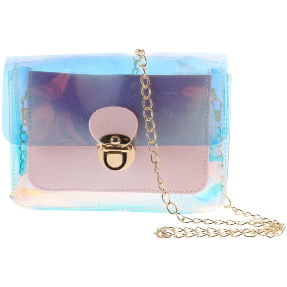 Worgeous Transparent Plastic Handbag with Chain Strap for Women Pink Color Suitable for Daily Use and Parties