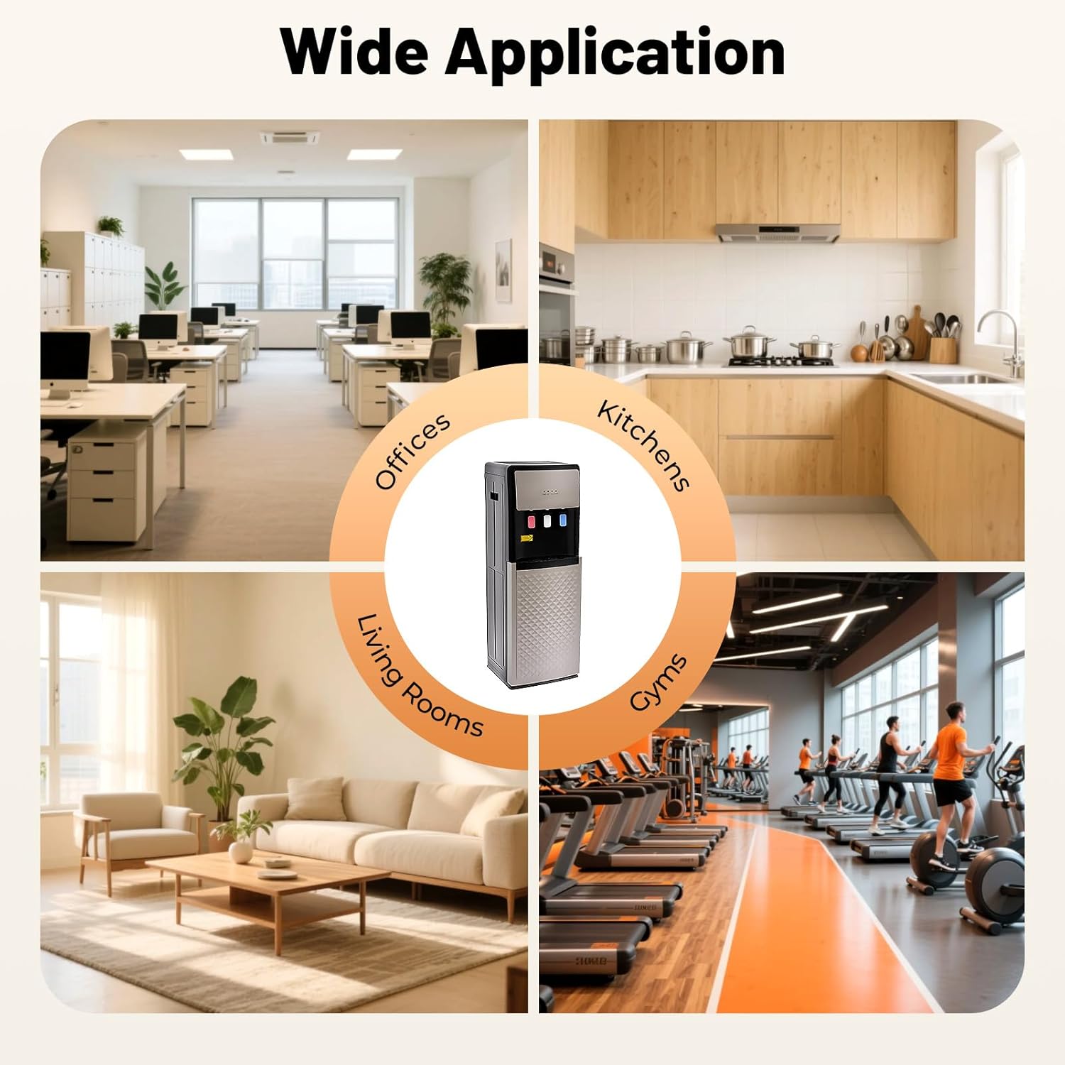 Water Cooler Bottom Loading Dispenser with 3 Temperature Settings (Hot/Cold/Room) PP and The electrostatic Spraying Treatment
