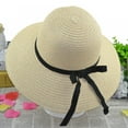 thumbnail image 2 of Womens Straw Hat Sun Hat for Women Bow Ribbon Beach Cap Summer Hats UV Protection, 2 of 4