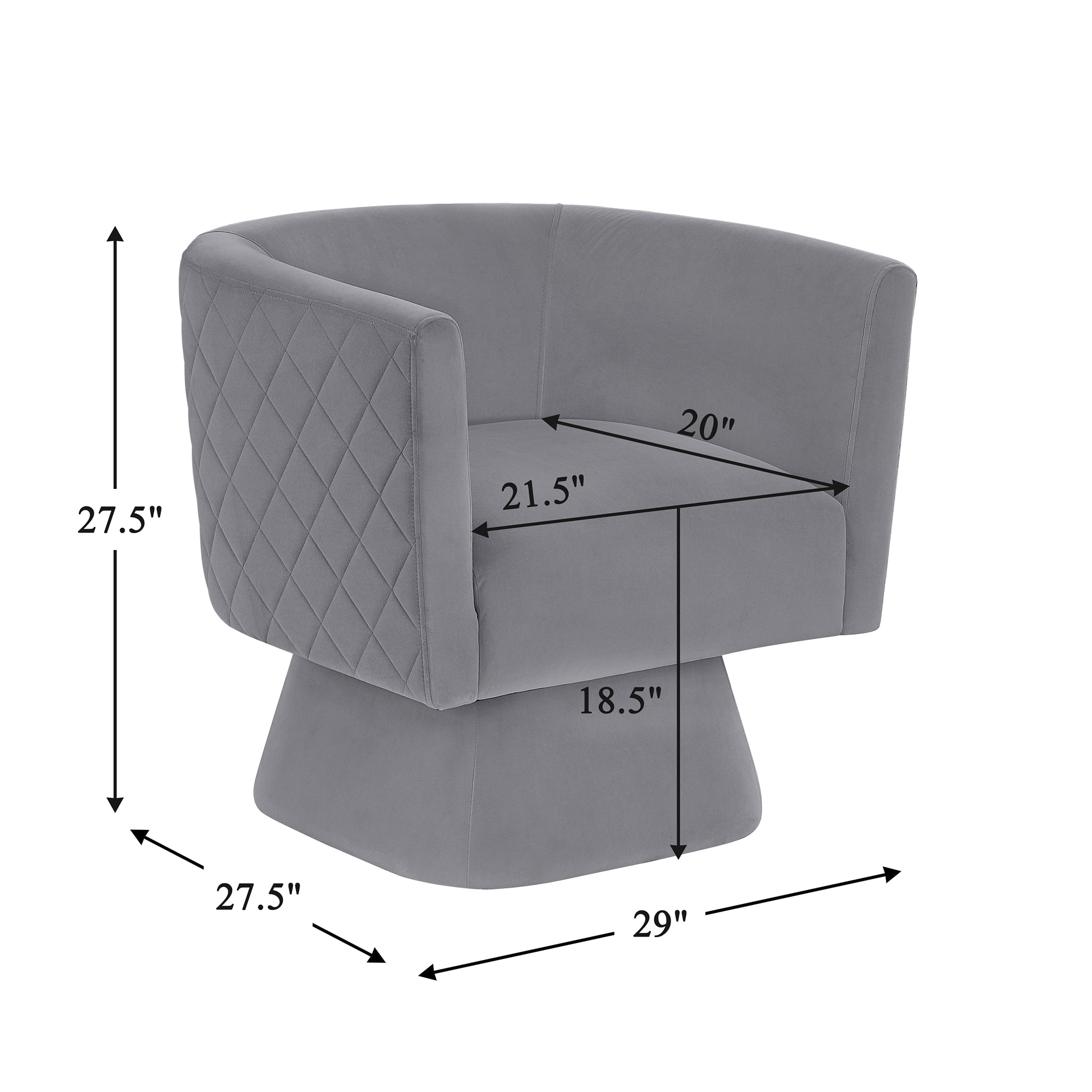 OakvillePark Valemont Velvet Swivel Barrel Chair, Gray