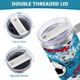thumbnail image 5 of SKYSONIC 40 oz Blue Football Tumbler with Handle and Straw Lid, Insulated Cup Reusable Stainless Steel Water Bottle Travel Mug, 5 of 7