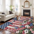 thumbnail image 3 of Independence Day Washable Area Rug 8 x 10 ft USA Flag Red White Poppy, Soft Non Slip Rugs Stain Repellent Indoor Felt Carpet for Living Dining Room Bedroom Home Office, 3 of 9