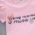 thumbnail image 6 of Mifsaly Toddler Girls 2 Piece Summer Outfits Cold Shoulder Short Sleeve Graphic T-Shirts with Appliques and Floral Shorts, 6 of 7