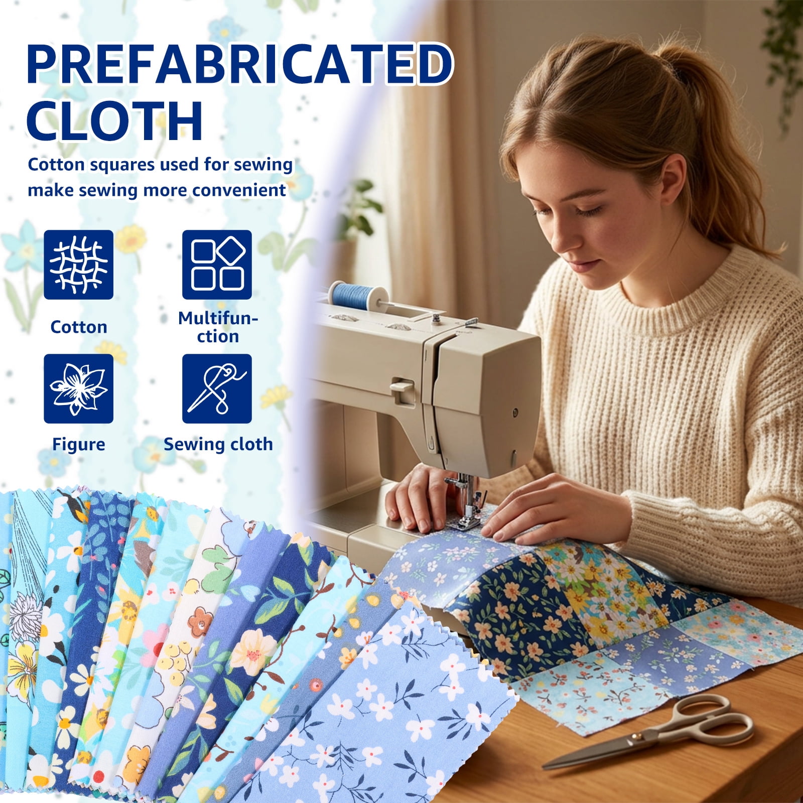 117 PCS 5.5"x 5.5" Cotton Floral Fabric Squares for Quilting Precut Patchwork Fabric Bundle Quilting Supplies for Sewing DIY and Quilting Beginner