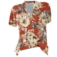 thumbnail image 3 of Women Summer Tops Women V Neck Blouse Short Sleeve Tunic Shirts Floral Print Tee Shirts Lightweight Tops Womens plus Size Workout Clothes Baseball Mom Tees Knit Short Sleeve for Dressy Red XL, 3 of 3