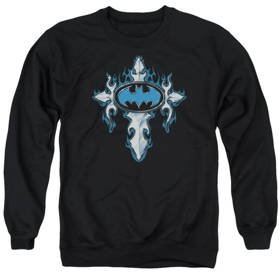 Batman Gothic Steel Logo Adult Crewneck Sweatshirt Black