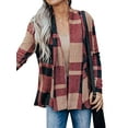thumbnail image 3 of Xuanfei Women Plaid Open Front Long Sleeve Cardigan, 3 of 7