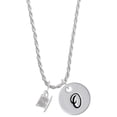 thumbnail image 1 of Delight Jewelry Silvertone Tea Cup Silvertone Script Initial Disc - O - Charm Necklace, 20"+3", 1 of 4