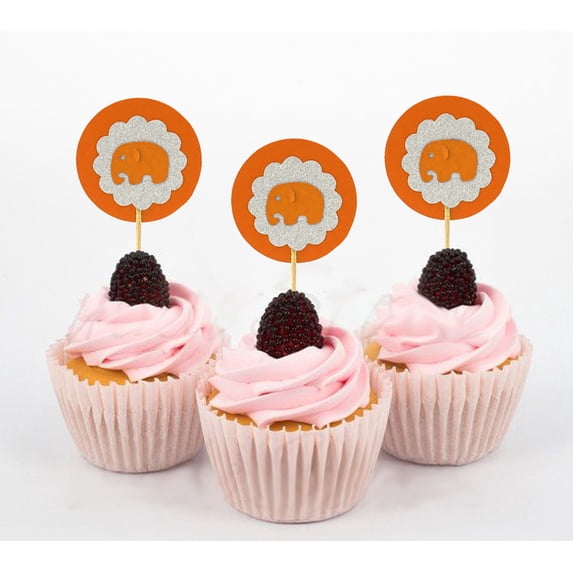 Darling Souvenir, Elephant Cupcake Toppers, Birthday/ Baby Shower Party Dessert Decorations - Pack Of 20