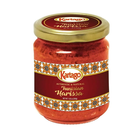 Tunisian Spicy Harissa Sauce - Smoky, Spicy Hot Chili Pepper Paste from Kartago - 7.05 Oz (Pack of 2)