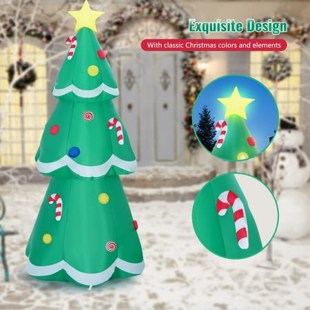 Easoger 7ft Inflatables Christmas Tree, Outdoor LED Lights Fun Blow Up Xmas Decor Suitable for Yard,Garden,Lawn,With Candy Canes And Gift Box