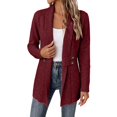 thumbnail image 2 of VEKDONE Womens Heathered Knit Cardigan Shawl Collar Open Front Overcoat Relaxed Fit Ribbed Cuffs and Hem Jackets Fall Winter Fashion Clothing for Commuting, 2 of 6