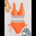 thumbnail image 3 of Bikini de Dos Piezas para Mujer, Cintura Alta, Cuello Halter, Traje de Baño Adelgazante, Naranja, Rojo, L, 3 of 7