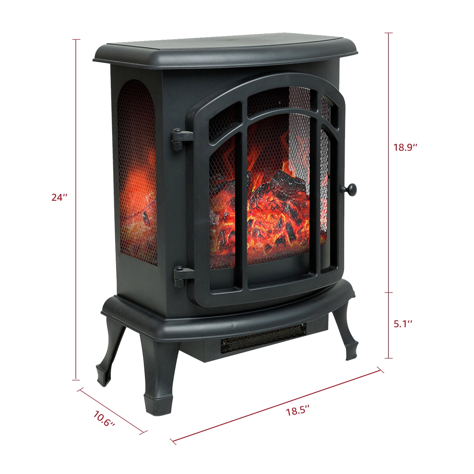 FLAME&SHADE Portable Freestanding Electric Fireplace Stove Heater with Remote, 24"