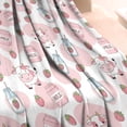 thumbnail image 3 of Pink Cow Milk Strawberry Jar Pattern Blanket,Comfortable Soft Flannel Throw Blanket,All Season,Warm Lightweight Blankets for Sofa Bed Couch Living Room Chair,30"x40", 3 of 4
