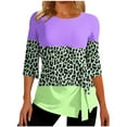 thumbnail image 2 of Qertyioot Femmes Mode Été Décontracté Imprimé Col Rond T-shirt Ample Hauts Blouse Chandail, 2 of 5
