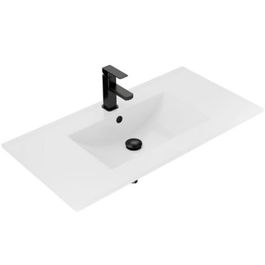 Eclife 36" Ceramic White Rectangular Undermount Bathroom Faucet 1 Piece