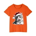thumbnail image 2 of Odeerbi Kids Boys Girls Christmas T-shirt Fashion Cute Christmas Printed Casual Short Sleeve Cotton Top Shirt Kids Clothes Orange, 2 of 5