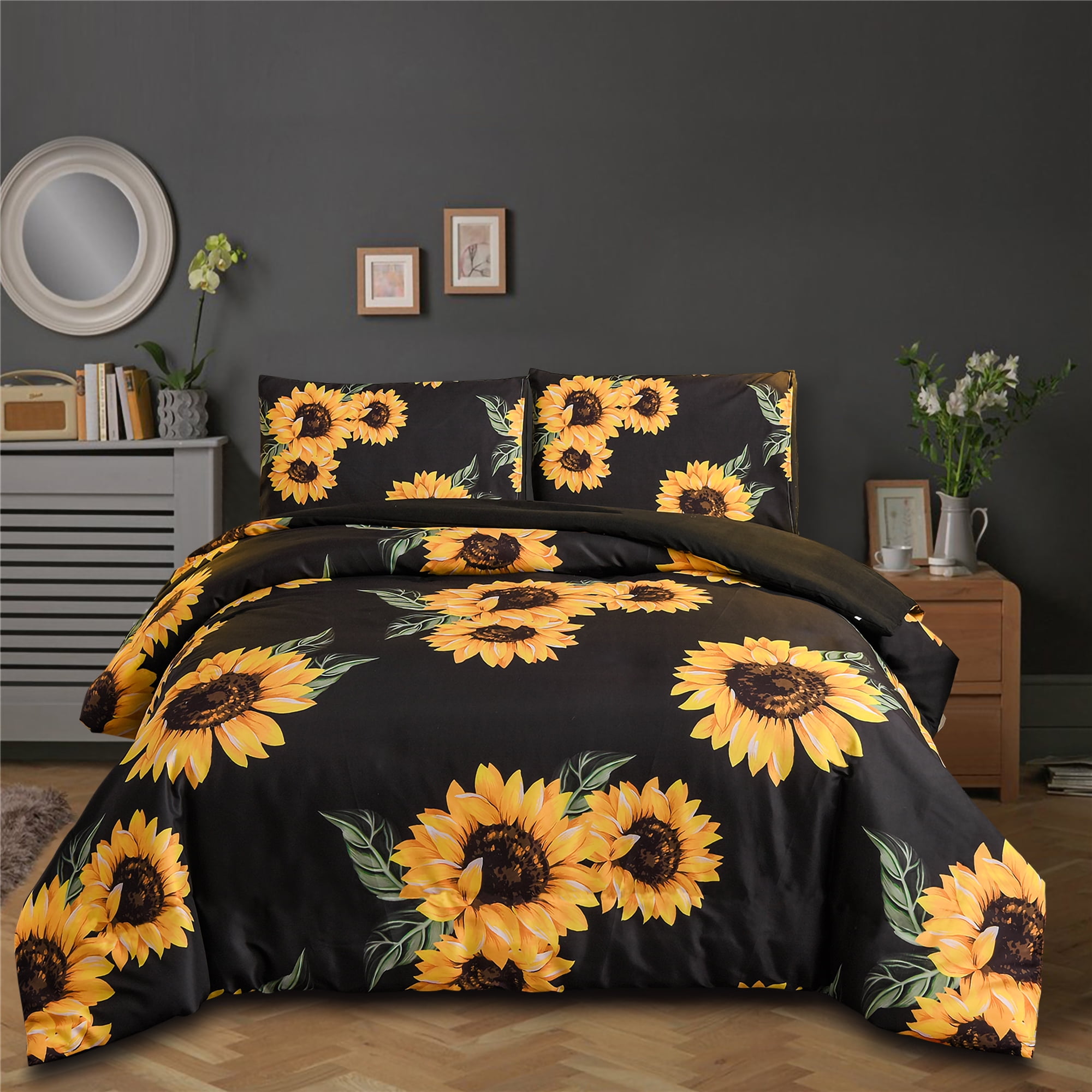 Btargot Creative Artificialdecor Queen Sunflower Comforter Set Floral