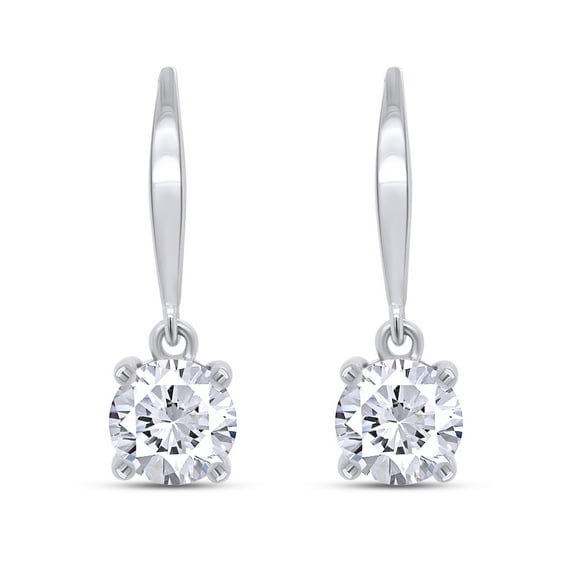 AFFY 2CT Moissanite Diamond Solitaire Dangle Earrings For Women 14K White Gold over Sterling Silver