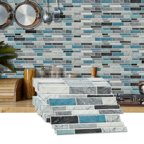 Peel and Stick Backsplash 3D Wall Tiles,Self-Adhesive,Oil Proof,Waterproof, Removable Wall Panels for Kitchen & Bathroom,Modern Design, Easy Install (9.68x4.72 inch,48 Pack)