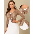 thumbnail image 2 of DARING DIVA Women's Ruffled Hem Floral Lace Crop Shrug Cardigan XS Khaki, 2 of 5