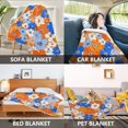 thumbnail image 7 of 50x60 inch Crystal Fleece & Arctic Fleece Blanket Soft Bed Throws for Home or Camping Orange and Blue Small Flowers, 7 of 7