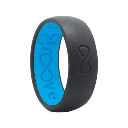 Groove Life Unisex Deep Stone Gray/Blue Wedding Band Silicone Water Resistant Round