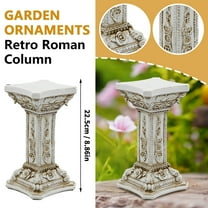 Vintage European Roman Column Ornament Display Stand Base Nostalgic Photography Props Sculpture Garden Decoration, Retro Style Exquisite Carving Elegant Line Desktop Garden