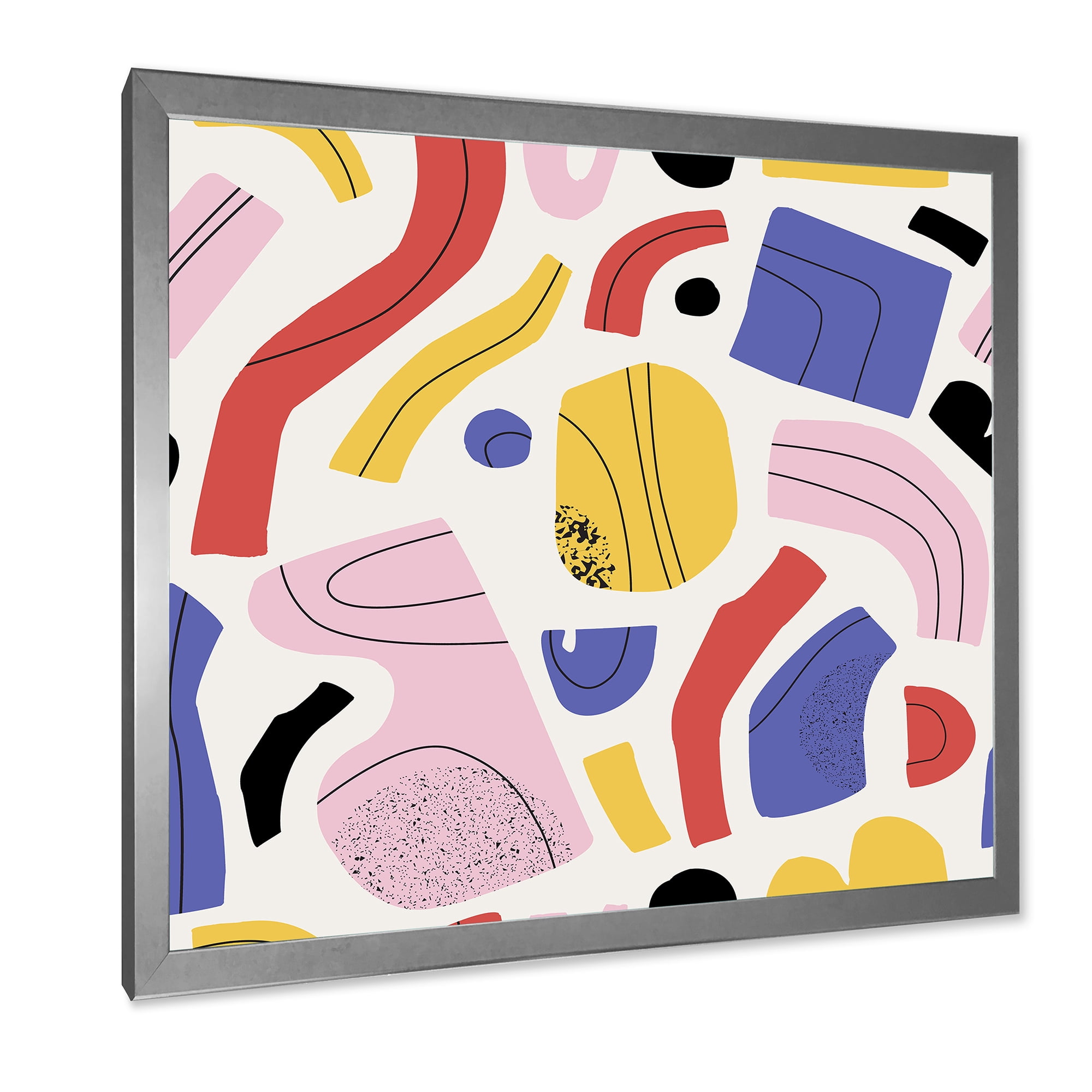Designart 'Organic and Elements In Pink Yellow and Red' Modern Framed Art Print