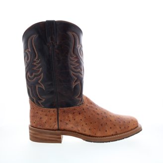 Abilene Men's Brown Distressed Leather Cowboy Boots - 12 Inch USA Made, Wide Round Toe, 1.5 Inch Heel