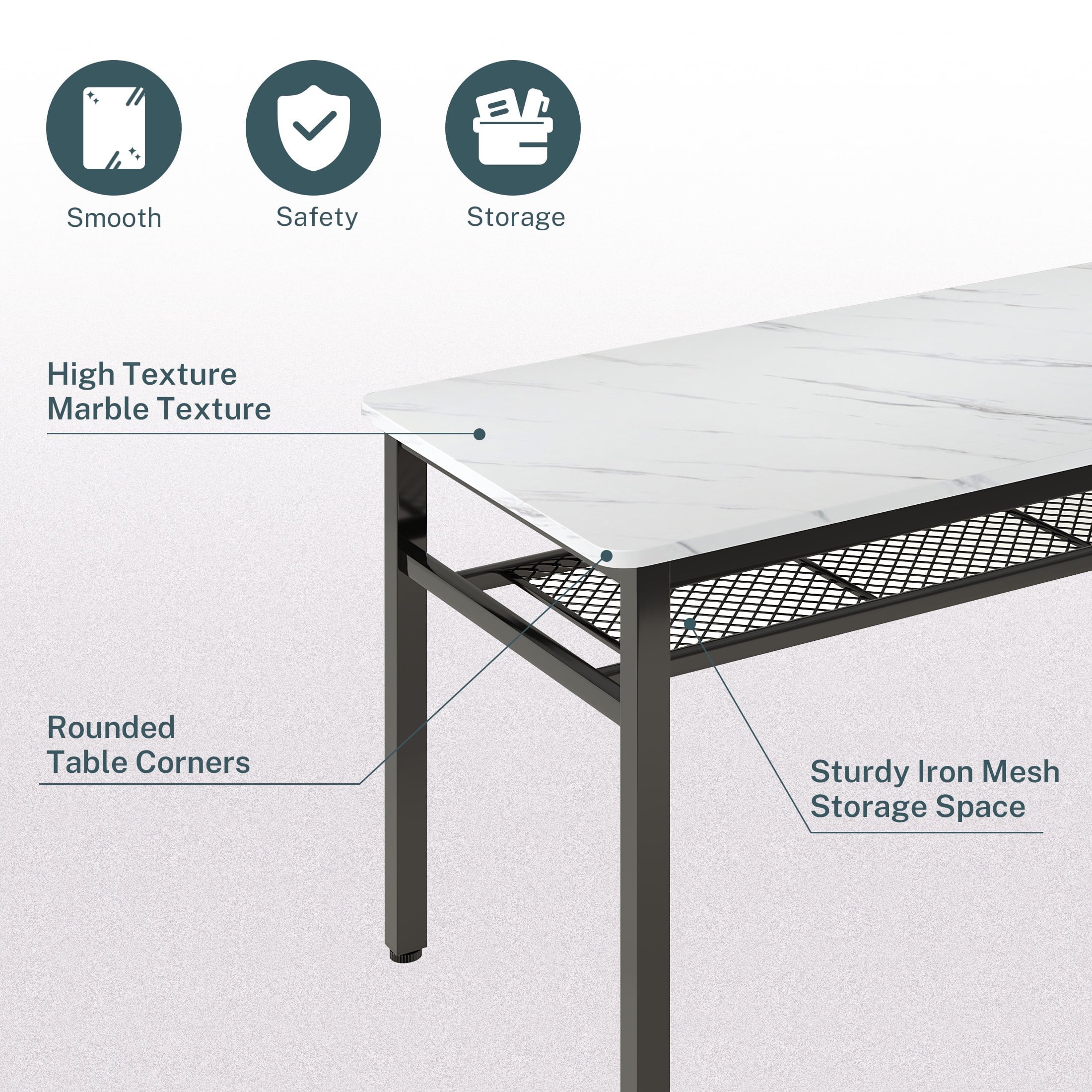 PORKISS 6 Piece Dining Set with Bench, Modern Dining Table Set for 6, Large Kitchen Table and Chairs for 6 Persons, Rectangle Dinette Sets with 4 Chairs and 1 Bench for Family, Black + White