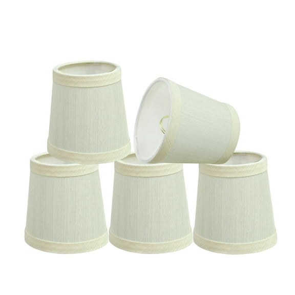 Aspen Creative 32711-5 Small Hardback Empire Shape Chandelier Clip-On Lamp Shade Set (5 Pack), Transitional Design in Eggshell, 4" bottom width (3" x 4" x 4" )