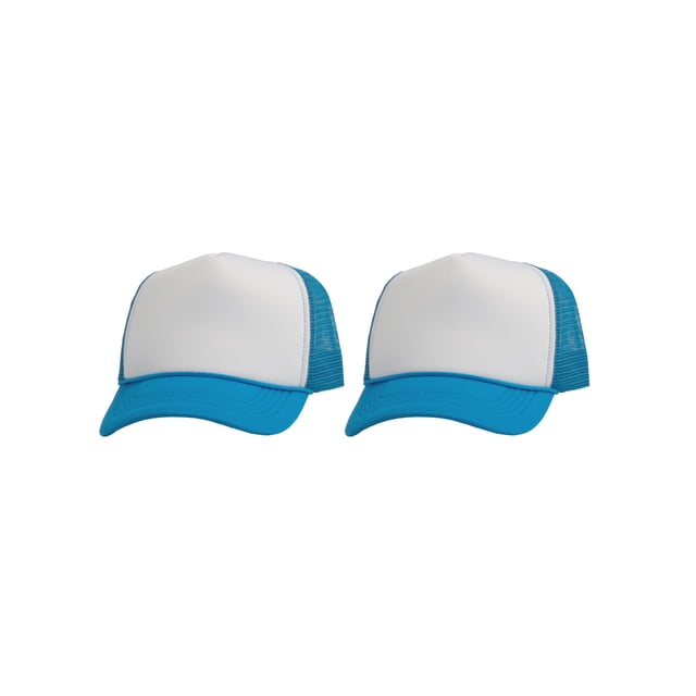 Top Headwear Men's Blank Rope Trucker Foam Mesh Plain White/Aqua