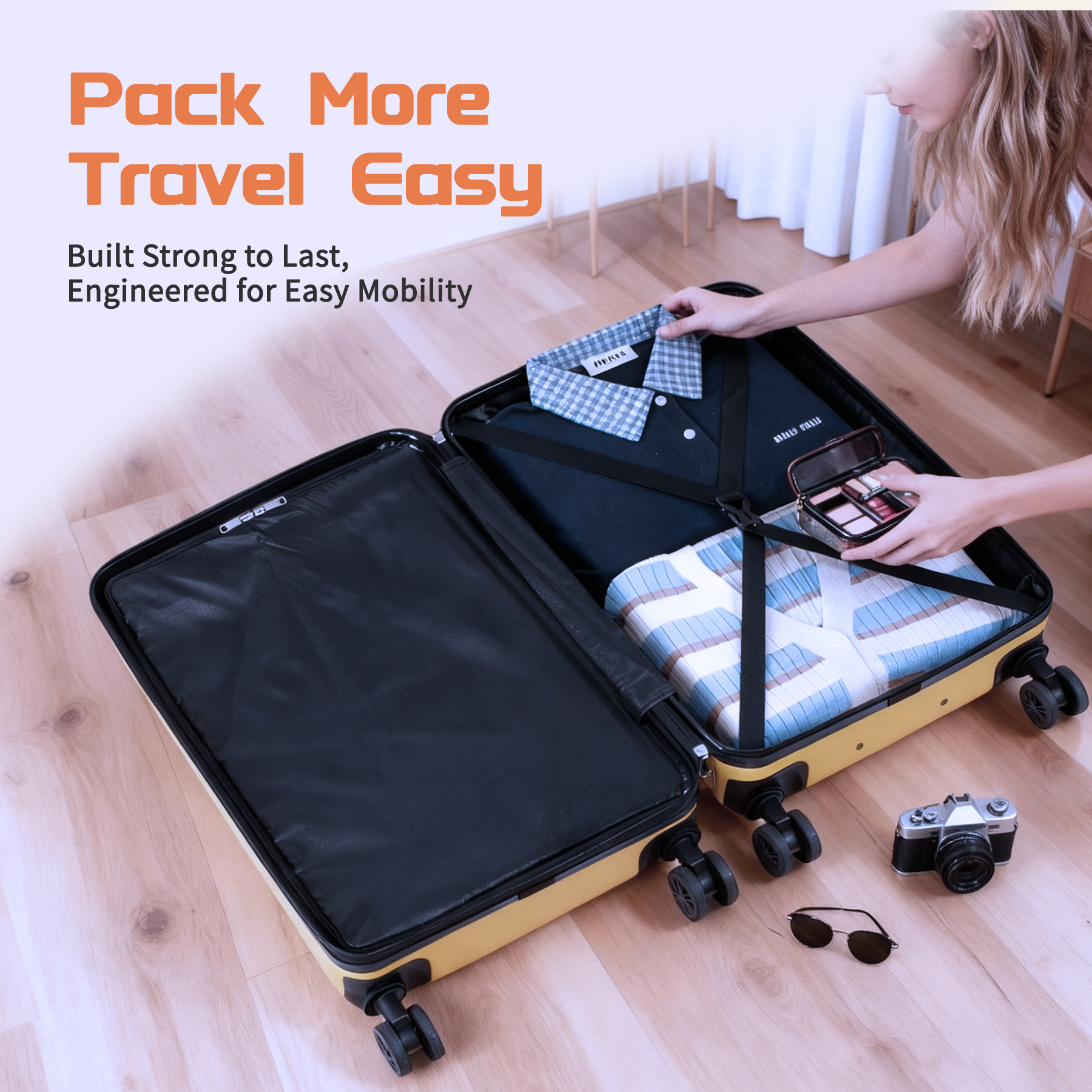 Rosamo 3-Piece Luggage Set Yellow photo 3