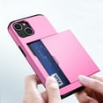 thumbnail image 4 of for iPhone 15 Wallet Case with Sliding Door Hidden Pocket Credit Card Holder Dual Layer Heavy Duty Shockproof Hard PC Hybrid TPU Phone Flip Protective Cover for iPhone 15, Pink, 4 of 8