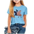 thumbnail image 4 of ATOGUTA Shirts for Girls Kids Flag Tshirt Patriotic Top Independence Day Outfit Blue, Size 3T-14, 4 of 5
