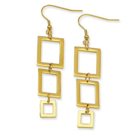 Primal Steel Stainless Steel Gold IP plated Rectangle Dangle Earrings