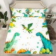 thumbnail image 2 of Feelyou Green Dinosaur Animal Bed Sheets, Kawaii Jungle Dino King Sheets, Palm Leaf Plant Sheet Set, Breathable Home Decor, 4pcs, 2 of 7
