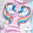 thumbnail image 4 of URMAGIC Kids Girls Rainow Unicorn Bathing Suit One Pieces Ruffles Swimsuit,18M-6T, 4 of 5