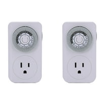 Indoor Mini 24-Hour Mechanical Outlet Timer, Timer Socket, 3- Prong, 2 Pack