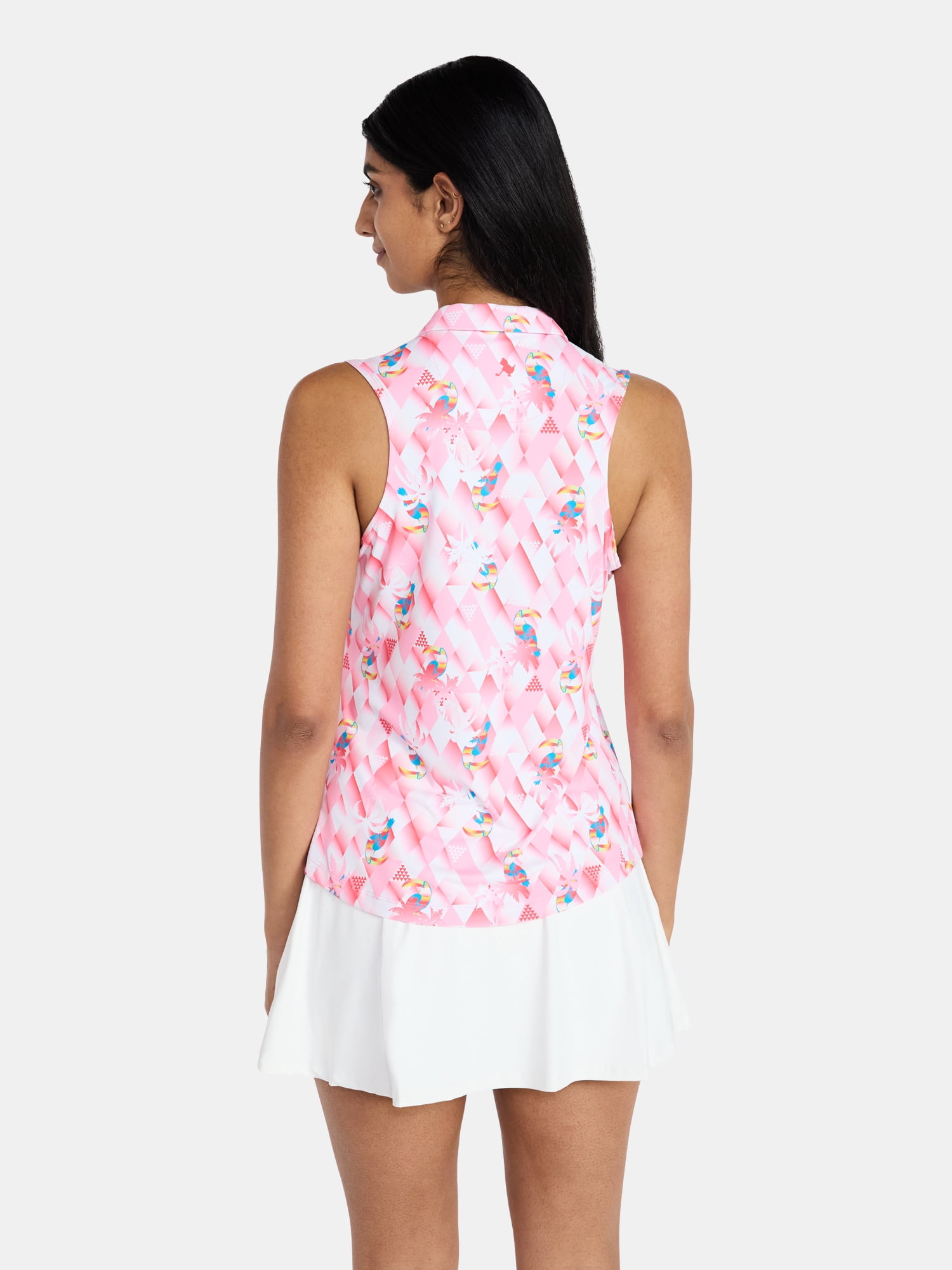 Birdie Bound Women's Gemma Sleeveless Print Golf Polo Shirt with UPF 30+, Sizes XS-XXL