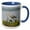Blue/White, variant on 3drose, Great Blue Heron Building Its Nest., 11oz Two-tone Yellow Mug