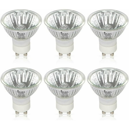 Simba Lighting Halogen GU10 120V 35W Bulbs MR16 Reflector with Cover Glass 6-Pack